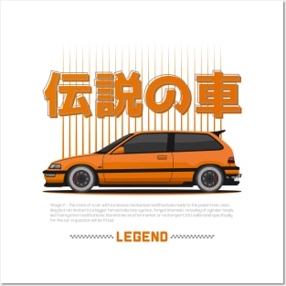 Midnight Racer Orange Kanjo EF JDM Posters and Art